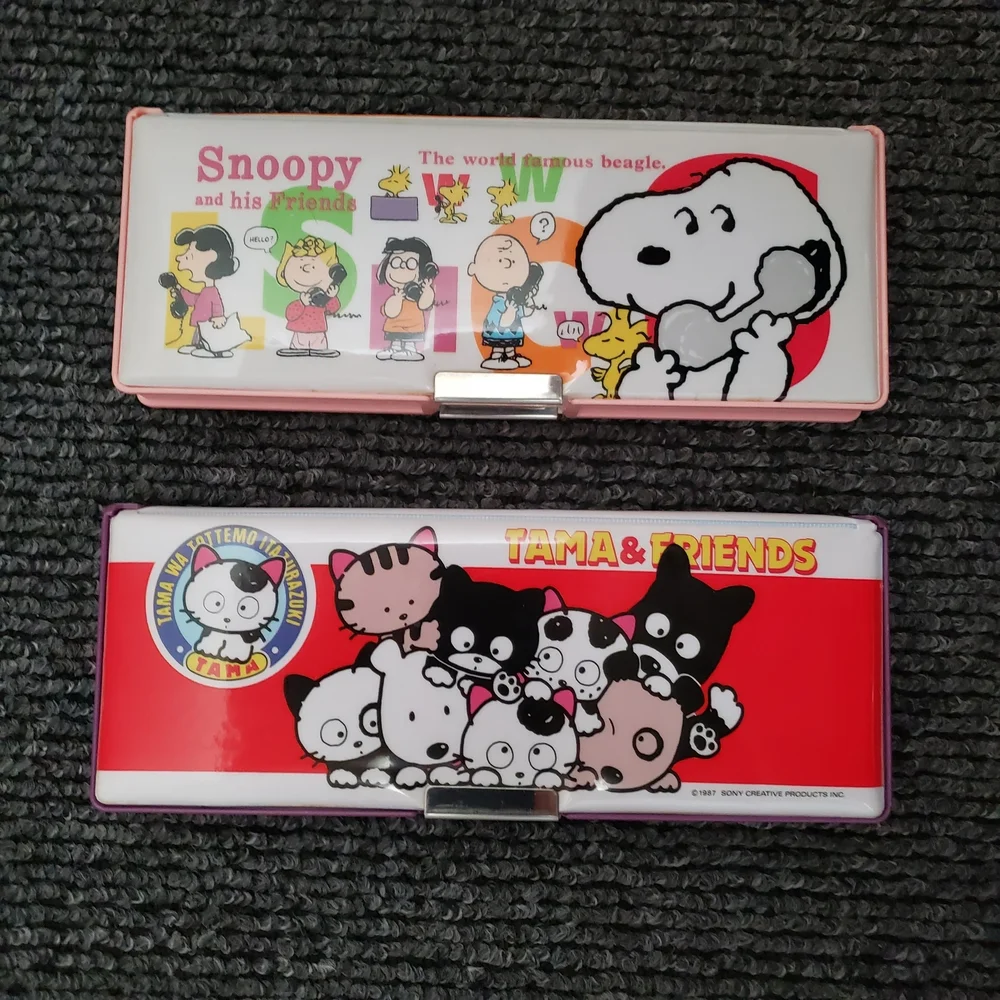Snoopy Peanuts Pencil Case Dubble sided Japan Retro Rare Collectible Vtg NWOT